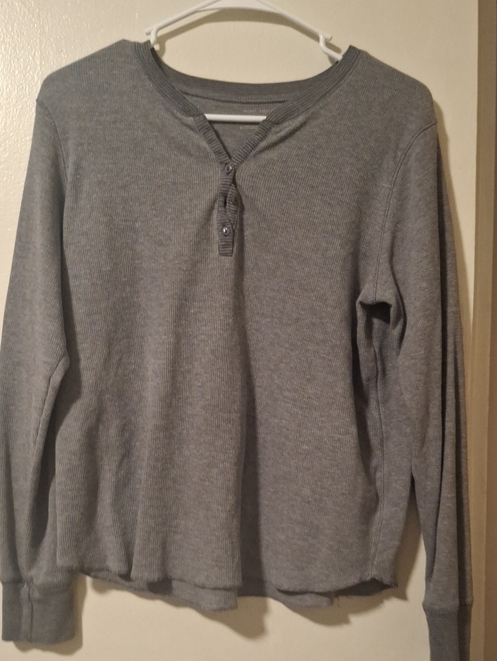 Men's Long Sleeve Henley Thermal Shirt - Gray